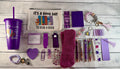 Purple book lover gift bundle with bookmarks, pens, sticky notes, socks and more